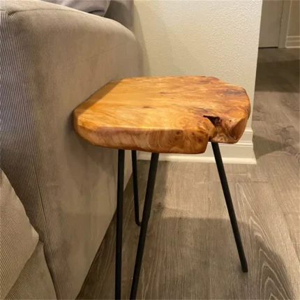 Natural Edge Cedar Wood Table – Rustic End Table/Nightstand, Handmade