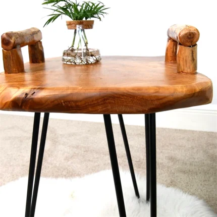 GREENAGE Cedar Wood End Table – Natural Edge Tray Table, 15" x 15" x 23.5" Rustic Accent Stand